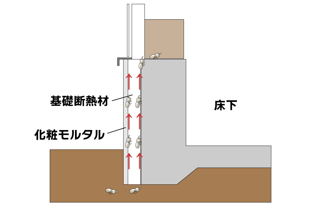 基礎外基礎のシロアリ侵入経路