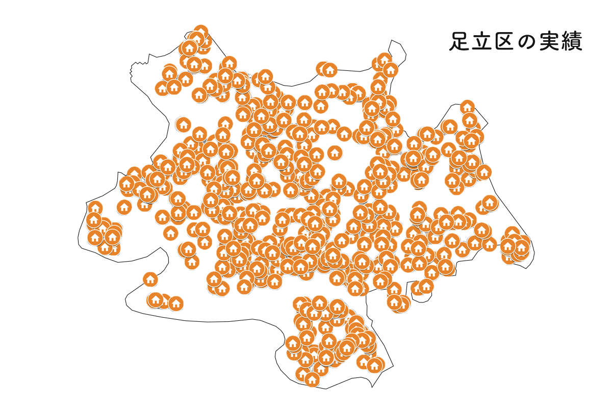 足立区のシロアリ防除マップ